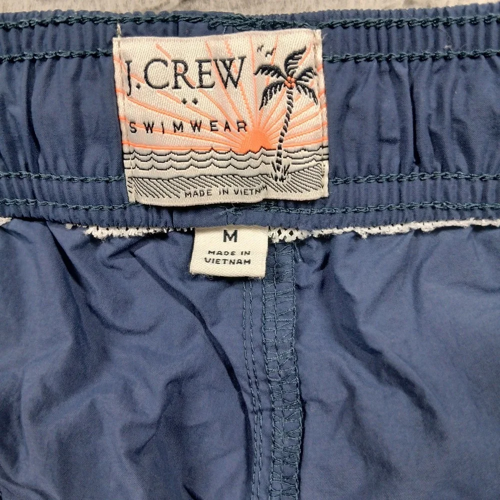 J. Crew Swimwear Trunks Mens M Colorblock Blue‎ Orange Mesh Lined Beach Swim